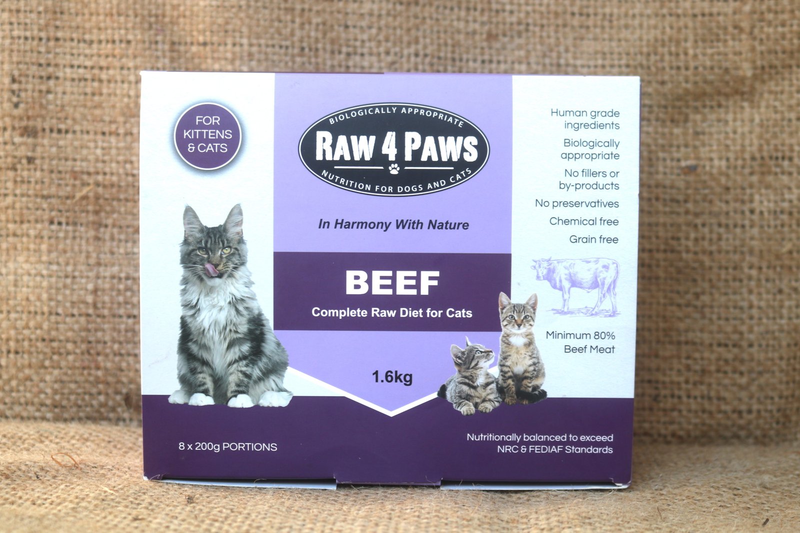 Raw 4 Paws Beef for Cats 8x200g Aussie Paws Nutrition