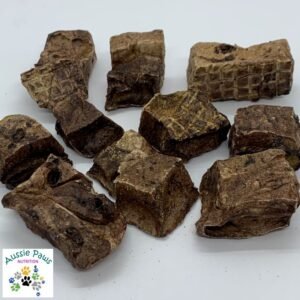 Roo Crisp Cubes - Aussie Paws Nutrition - Dried Dog Treats, All Natural, Preservative Free Pet Treats, Roo Lung, Low Fat Protein, Kangaroo, Roo Puff